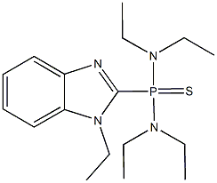 N,N,N',N'-tetraethyl-P-(1-ethyl-1H-benzimidazol-2-yl)phosphonothioic diamide Struktur