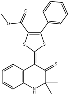 methyl 2-(2,2-dimethyl-3-thioxo-2,3-dihydro-4(1H)-quinolinylidene)-5-phenyl-1,3-dithiole-4-carboxylate Struktur