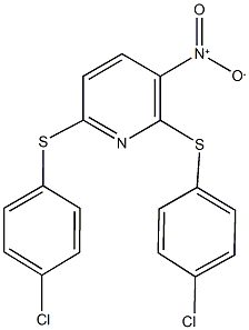 2,6-bis[(4-chlorophenyl)sulfanyl]-3-nitropyridine Struktur