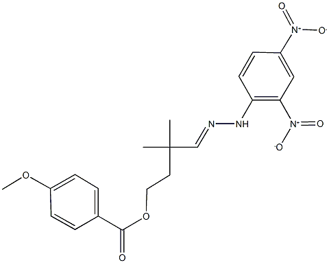 4-({2,4-bisnitrophenyl}hydrazono)-3,3-dimethylbutyl 4-methoxybenzoate Struktur