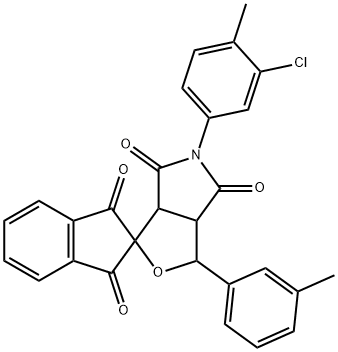 5-(3-chloro-4-methylphenyl)-1-(3-methylphenyl)-3a,6a-dihydrosprio[1H-furo[3,4-c]pyrrole-3,2'-(1'H)-indene]-1',3',4,6(2'H,3H,5H)-tetrone Struktur