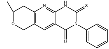 8,8-dimethyl-3-phenyl-2-thioxo-1,2,3,6,8,9-hexahydro-4H-pyrano[3',4':5,6]pyrido[2,3-d]pyrimidin-4-one Struktur