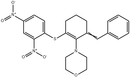 4-[6-benzylidene-2-({2,4-bisnitrophenyl}sulfanyl)-1-cyclohexen-1-yl]morpholine Struktur