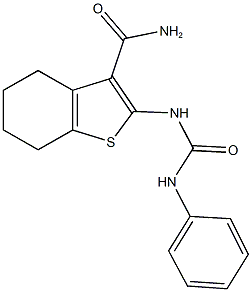 2-[(anilinocarbonyl)amino]-4,5,6,7-tetrahydro-1-benzothiophene-3-carboxamide Struktur