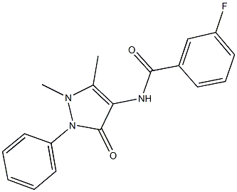 N-(1,5-dimethyl-3-oxo-2-phenyl-2,3-dihydro-1H-pyrazol-4-yl)-3-fluorobenzamide Struktur