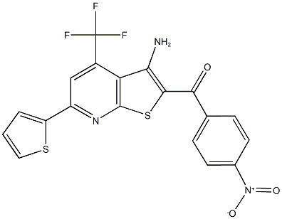 [3-amino-6-(2-thienyl)-4-(trifluoromethyl)thieno[2,3-b]pyridin-2-yl]{4-nitrophenyl}methanone Struktur