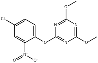 2-{4-chloro-2-nitrophenoxy}-4,6-dimethoxy-1,3,5-triazine Struktur