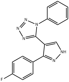 5-[5-(4-fluorophenyl)-1H-pyrazol-4-yl]-1-phenyl-1H-tetraazole Struktur