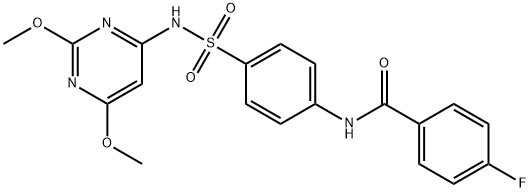 N-(4-{[(2,6-dimethoxy-4-pyrimidinyl)amino]sulfonyl}phenyl)-4-fluorobenzamide Struktur