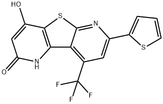 7-(2-thienyl)-9-(trifluoromethyl)pyrido[2',3':4,5]thieno[2,3-b]pyridine-2,4-diol Struktur