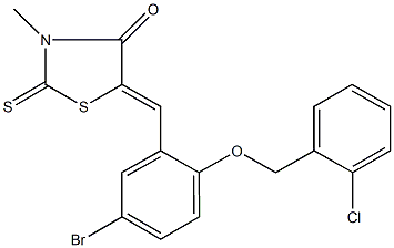 5-{5-bromo-2-[(2-chlorobenzyl)oxy]benzylidene}-3-methyl-2-thioxo-1,3-thiazolidin-4-one Struktur