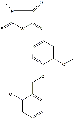 5-{4-[(2-chlorobenzyl)oxy]-3-methoxybenzylidene}-3-methyl-2-thioxo-1,3-thiazolidin-4-one Struktur