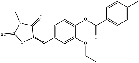 2-ethoxy-4-[(3-methyl-4-oxo-2-thioxo-1,3-thiazolidin-5-ylidene)methyl]phenyl 4-methylbenzoate Struktur