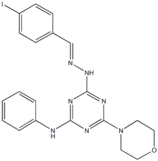 4-iodobenzaldehyde [4-anilino-6-(4-morpholinyl)-1,3,5-triazin-2-yl]hydrazone Struktur