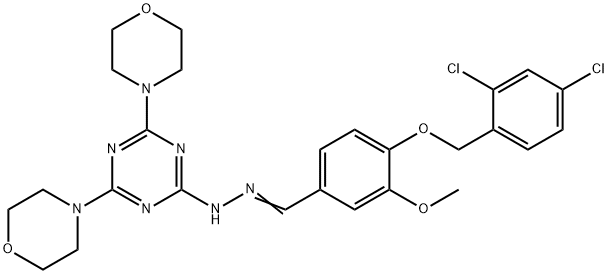 4-[(2,4-dichlorobenzyl)oxy]-3-methoxybenzaldehyde (4,6-dimorpholin-4-yl-1,3,5-triazin-2-yl)hydrazone Struktur