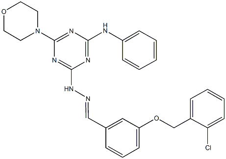 3-[(2-chlorobenzyl)oxy]benzaldehyde [4-anilino-6-(4-morpholinyl)-1,3,5-triazin-2-yl]hydrazone Struktur