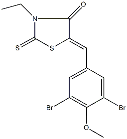 5-(3,5-dibromo-4-methoxybenzylidene)-3-ethyl-2-thioxo-1,3-thiazolidin-4-one Struktur