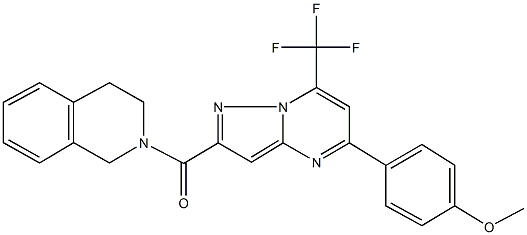 2-{[5-(4-methoxyphenyl)-7-(trifluoromethyl)pyrazolo[1,5-a]pyrimidin-2-yl]carbonyl}-1,2,3,4-tetrahydroisoquinoline Struktur