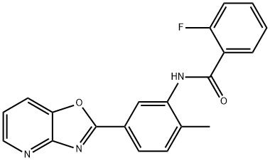 2-fluoro-N-(2-methyl-5-[1,3]oxazolo[4,5-b]pyridin-2-ylphenyl)benzamide Struktur