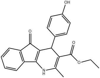 ethyl 4-(4-hydroxyphenyl)-2-methyl-5-oxo-4,5-dihydro-1H-indeno[1,2-b]pyridine-3-carboxylate Struktur