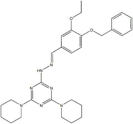 4-(benzyloxy)-3-ethoxybenzaldehyde [4,6-di(1-piperidinyl)-1,3,5-triazin-2-yl]hydrazone Struktur