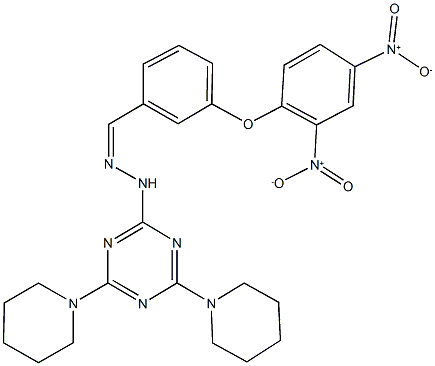 3-{2,4-bisnitrophenoxy}benzaldehyde [4,6-di(1-piperidinyl)-1,3,5-triazin-2-yl]hydrazone Struktur