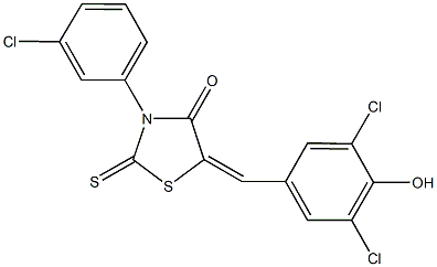 3-(3-chlorophenyl)-5-(3,5-dichloro-4-hydroxybenzylidene)-2-thioxo-1,3-thiazolidin-4-one Struktur