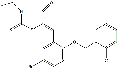 5-{5-bromo-2-[(2-chlorobenzyl)oxy]benzylidene}-3-ethyl-2-thioxo-1,3-thiazolidin-4-one Struktur