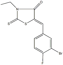 5-(3-bromo-4-fluorobenzylidene)-3-ethyl-2-thioxo-1,3-thiazolidin-4-one Struktur