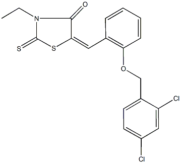 5-{2-[(2,4-dichlorobenzyl)oxy]benzylidene}-3-ethyl-2-thioxo-1,3-thiazolidin-4-one Struktur