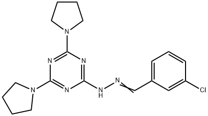 3-chlorobenzaldehyde [4,6-di(1-pyrrolidinyl)-1,3,5-triazin-2-yl]hydrazone Struktur