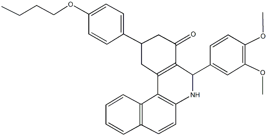 2-(4-butoxyphenyl)-5-(3,4-dimethoxyphenyl)-2,3,5,6-tetrahydrobenzo[a]phenanthridin-4(1H)-one Struktur