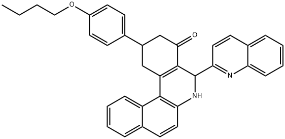 2-(4-butoxyphenyl)-5-(2-quinolinyl)-2,3,5,6-tetrahydrobenzo[a]phenanthridin-4(1H)-one Struktur