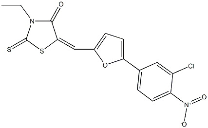 5-[(5-{3-chloro-4-nitrophenyl}-2-furyl)methylene]-3-ethyl-2-thioxo-1,3-thiazolidin-4-one Struktur