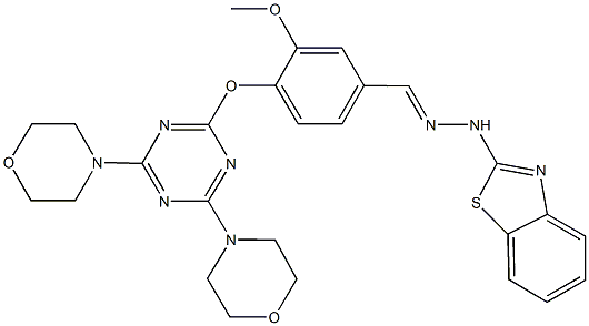 4-{[4,6-di(4-morpholinyl)-1,3,5-triazin-2-yl]oxy}-3-methoxybenzaldehyde 1,3-benzothiazol-2-ylhydrazone Struktur