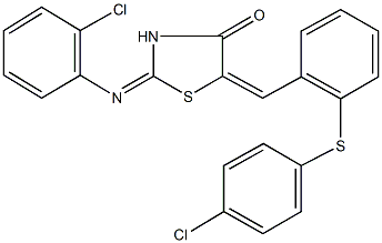 2-[(2-chlorophenyl)imino]-5-{2-[(4-chlorophenyl)sulfanyl]benzylidene}-1,3-thiazolidin-4-one Struktur