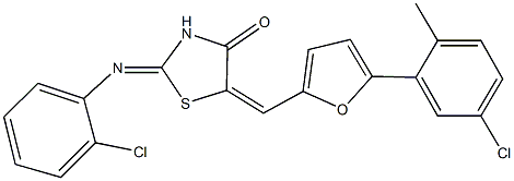 5-{[5-(5-chloro-2-methylphenyl)-2-furyl]methylene}-2-[(2-chlorophenyl)imino]-1,3-thiazolidin-4-one Struktur