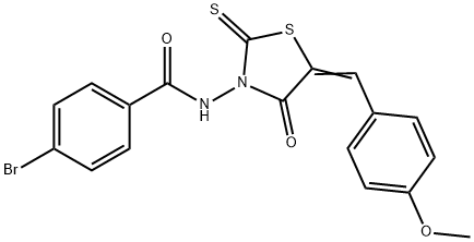 4-bromo-N-[5-(4-methoxybenzylidene)-4-oxo-2-thioxo-1,3-thiazolidin-3-yl]benzamide Struktur