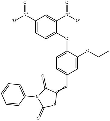 5-(4-{2,4-dinitrophenoxy}-3-ethoxybenzylidene)-3-phenyl-2-thioxo-1,3-thiazolidin-4-one Struktur