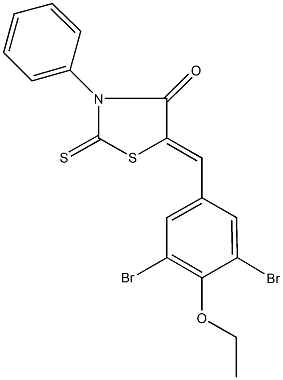 5-(3,5-dibromo-4-ethoxybenzylidene)-3-phenyl-2-thioxo-1,3-thiazolidin-4-one Struktur