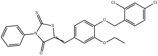 5-{4-[(2,4-dichlorobenzyl)oxy]-3-ethoxybenzylidene}-3-phenyl-2-thioxo-1,3-thiazolidin-4-one Struktur