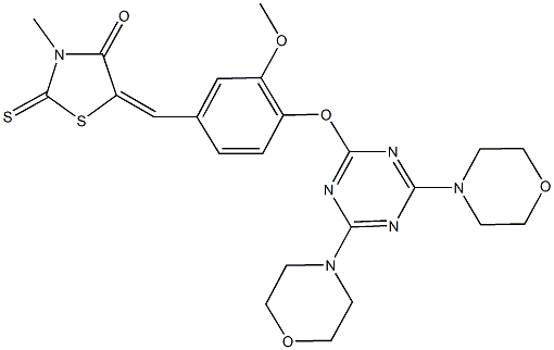 5-(4-{[4,6-di(4-morpholinyl)-1,3,5-triazin-2-yl]oxy}-3-methoxybenzylidene)-3-methyl-2-thioxo-1,3-thiazolidin-4-one Struktur