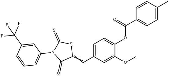 2-methoxy-4-({4-oxo-2-thioxo-3-[3-(trifluoromethyl)phenyl]-1,3-thiazolidin-5-ylidene}methyl)phenyl 4-methylbenzoate Struktur