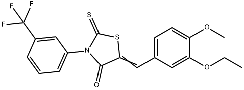 5-(3-ethoxy-4-methoxybenzylidene)-2-thioxo-3-[3-(trifluoromethyl)phenyl]-1,3-thiazolidin-4-one Struktur