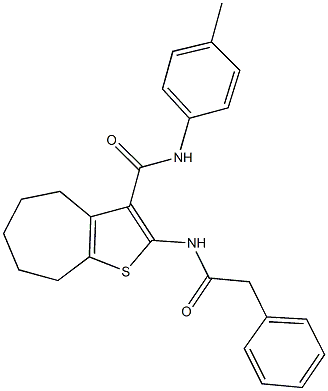 N-(4-methylphenyl)-2-[(phenylacetyl)amino]-5,6,7,8-tetrahydro-4H-cyclohepta[b]thiophene-3-carboxamide Struktur