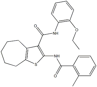 N-(2-ethoxyphenyl)-2-[(2-methylbenzoyl)amino]-5,6,7,8-tetrahydro-4H-cyclohepta[b]thiophene-3-carboxamide Struktur