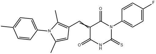 5-{[2,5-dimethyl-1-(4-methylphenyl)-1H-pyrrol-3-yl]methylene}-1-(4-fluorophenyl)-2-thioxodihydro-4,6(1H,5H)-pyrimidinedione Struktur