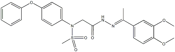 N-(2-{2-[1-(3,4-dimethoxyphenyl)ethylidene]hydrazino}-2-oxoethyl)-N-(4-phenoxyphenyl)methanesulfonamide Struktur