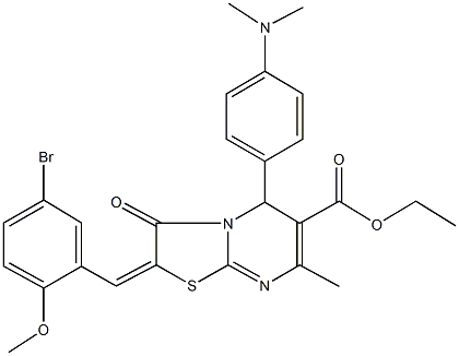 ethyl 2-(5-bromo-2-methoxybenzylidene)-5-[4-(dimethylamino)phenyl]-7-methyl-3-oxo-2,3-dihydro-5H-[1,3]thiazolo[3,2-a]pyrimidine-6-carboxylate Struktur