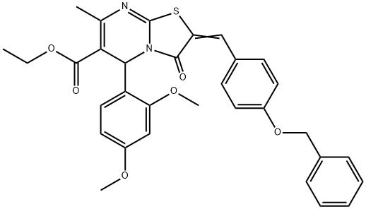 ethyl 2-[4-(benzyloxy)benzylidene]-5-(2,4-dimethoxyphenyl)-7-methyl-3-oxo-2,3-dihydro-5H-[1,3]thiazolo[3,2-a]pyrimidine-6-carboxylate Struktur